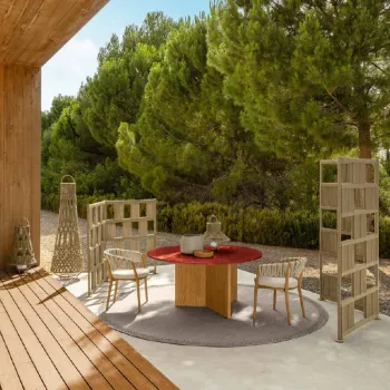 WESOME Teak Wood Dining Chair with Woven Rope Backrest for Outdoor Garden
