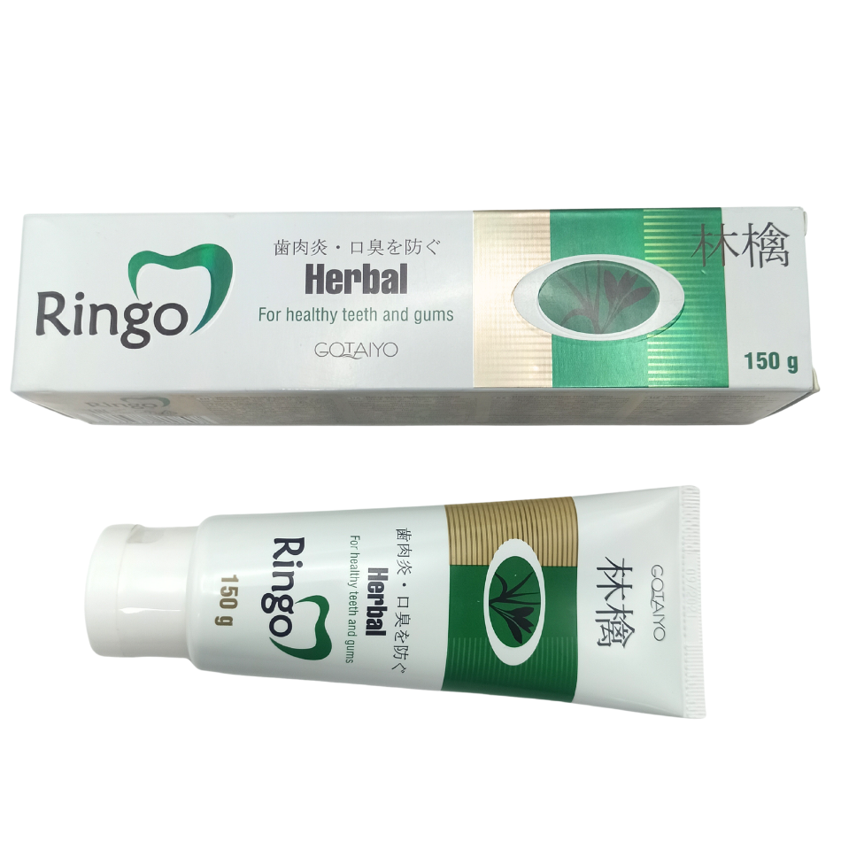 Creme dental de cuidados com ervas ringo para cuidados dentários naturais