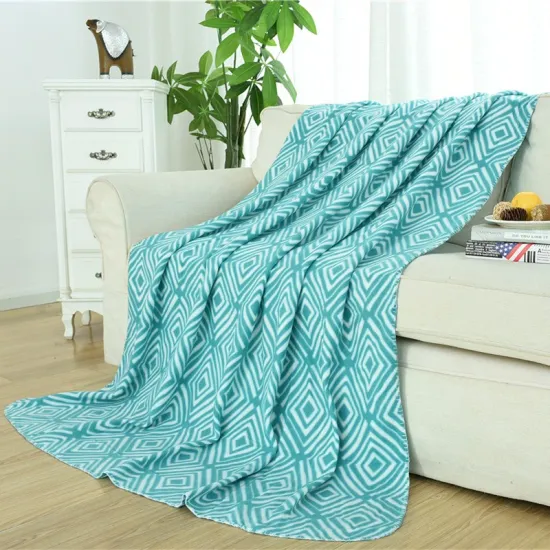 Custom size and logo high quality winter polar fleece blanket 100% polyester with print