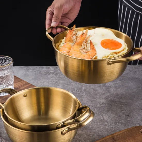 Korean Ramen Seafood Hot Pot Soup Bottom Stainless Steel Pots Various Sizes for Barbecue and Ramen