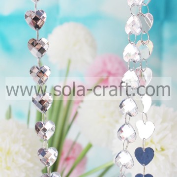 Children Liking Fancy Lucite Bead Chain Faceted Heart Clear Faux Crystal Garland Wedding Decoration Plastic Link