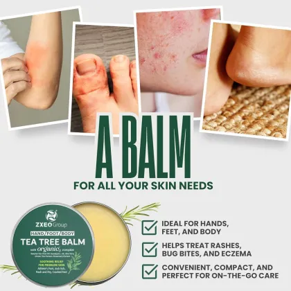 Tea Tree Oil Balm for Skin Soothes Itching, Rashes, Antifungal Defense for Athletes Foot, Jock Itch, Chafing, Bug Bites Eczema