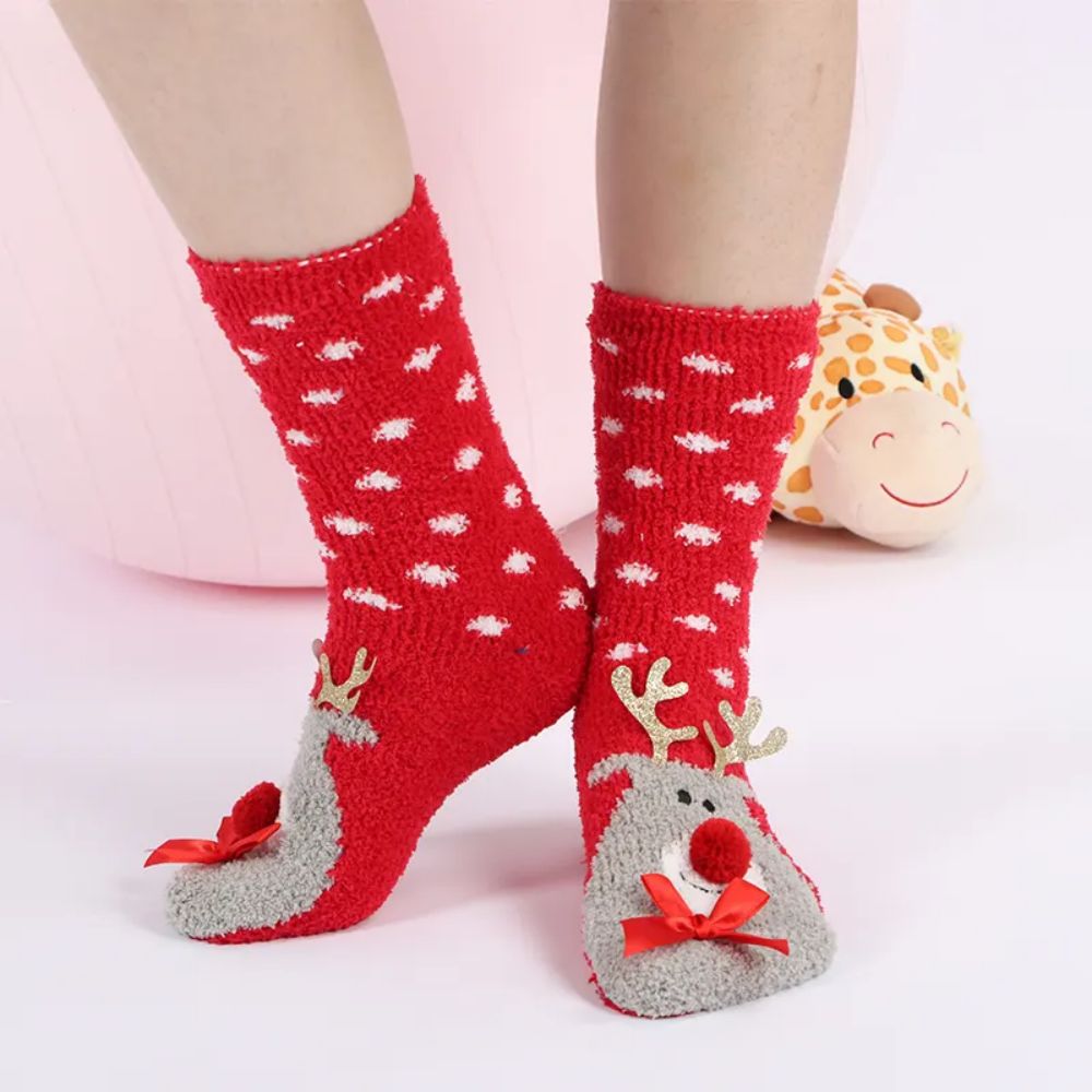 Doppelschicht Weihnachten Rentier bequeme Slipper -Socken