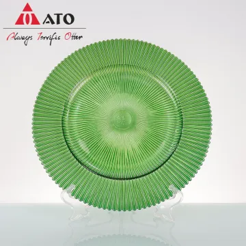 Arabian style green glass dinner plate charger plate