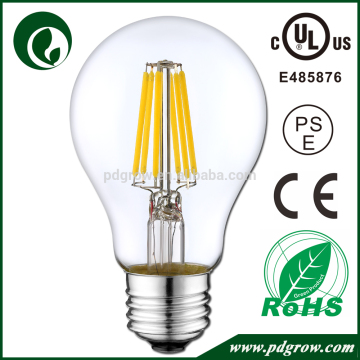 Free Shipping A60 6W 60watts Equivalent 2700K E26 E27 Led Filament Lights Clear Bulbs for Home Lighting CE FCC UL PSE Certified