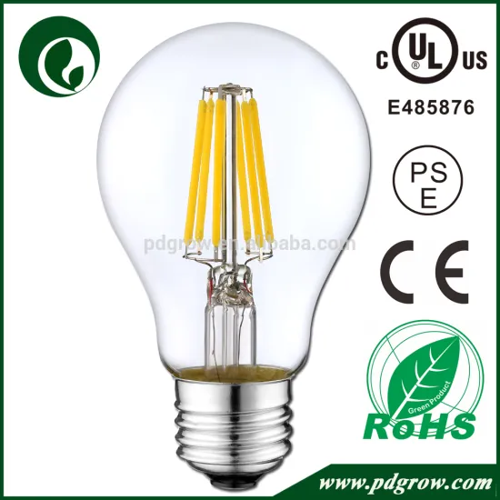 Free Shipping A60 6W 60watts Equivalent 2700K E26 E27 Led Filament Lights Clear Bulbs for Home Lighting CE FCC UL PSE Certified
