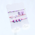 Pulsera de 12x14 mm Purple Bow Girl Set de 3 piezas