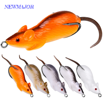 Newmajor 6cm 11,5g åskfrog mus dubbel krok svart pvc mjukt bete för flodfiske