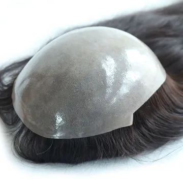 7x9 inches Virgin Cuticle Remy Human Hair Topper: 100% Hand-Tied, Reversed Single Knotted Full PU Skin Toupee for Women
