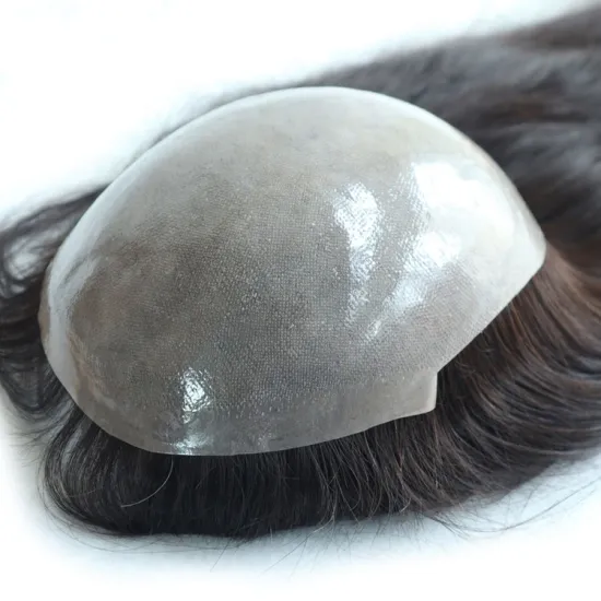 7x9 inches Virgin Cuticle Remy Human Hair Topper: 100% Hand-Tied, Reversed Single Knotted Full PU Skin Toupee for Women
