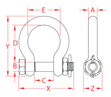 drawing-bow shackle with bolt