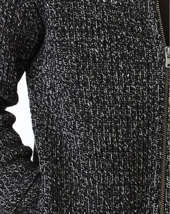 Men Snowy Fox Zip Mock Jacket Sweater