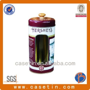round tin can for tea packaging