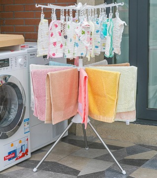 Space Saving Laundry Independent Towel Rack - Foldable 2-layer Drying Rack for Clothes and Baby Cloths