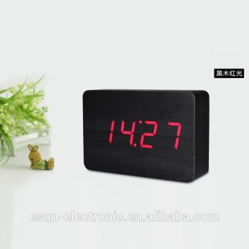 2015 best selling antique big size LED Sound sensor decorative wooden desk table digital alarm clock/Wooden alarm clock
