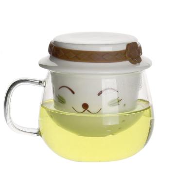 Cute Unique Design Glass Tea Mug With Infuser