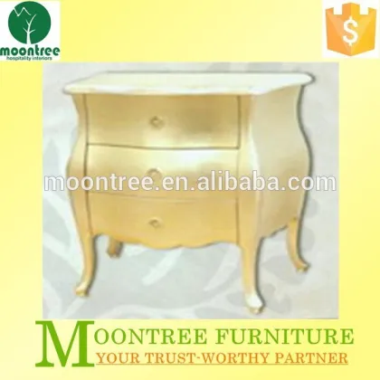 MNS-1126 Top Quality Golden Leaf Finish Unique Golden Nightstands