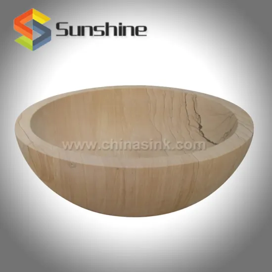 Large Sized Sandstone Two-Person Round Bathtubs Carved from Solid Piece of Block