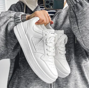 Custom Logo Genuine Leather Mesh Lining Walking Shoes - Lace-Up Casual Sneakers