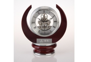 Solid wooden table clock with Silver Aluminum fitting