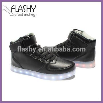 Wholesale fashion man PU shoes adults neon basket LED leather shoes stocks 2016