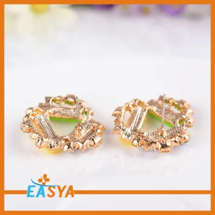 New Rainbow Color Crystal Gold Stud Earrings