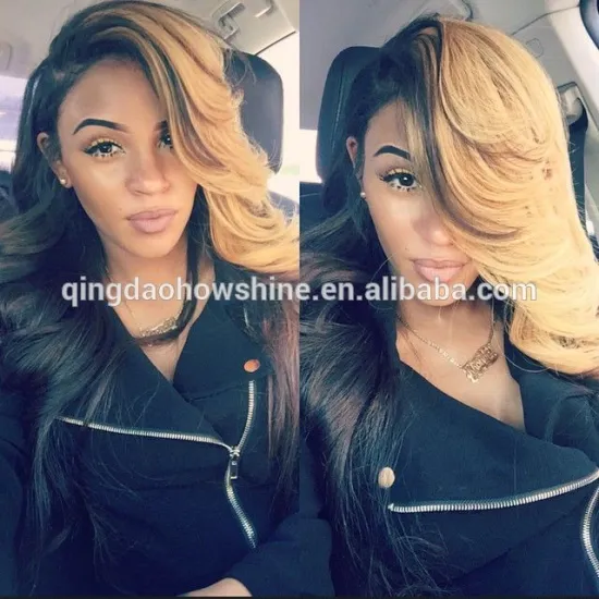 Top Beauty European Human Hair Ombre Blonde Unique Style Bleached Knots Full Lace Wig