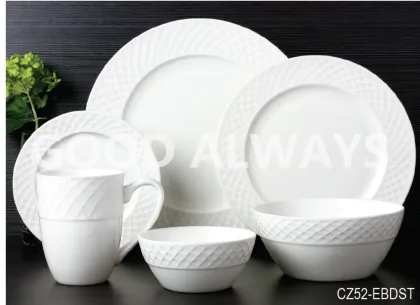 Fine bone china embossed tableware