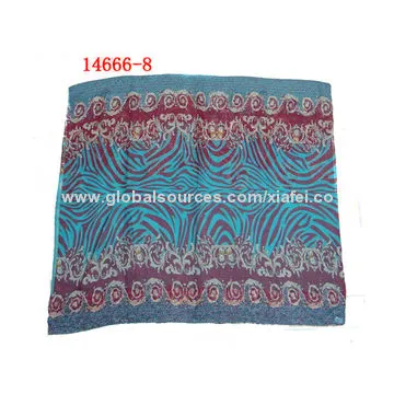 Sea gull printed voile polyester scarf