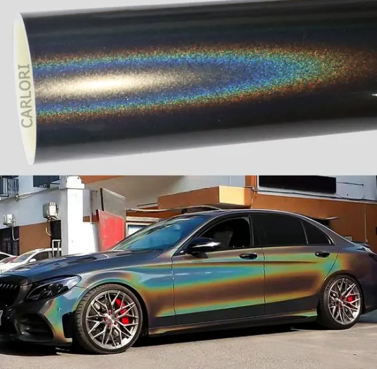 gloss rainbow laser grey car vinyl wrap