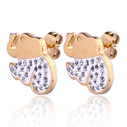 Wholesale Gold Elephant Stud Earrings Pave Diamond Earrings