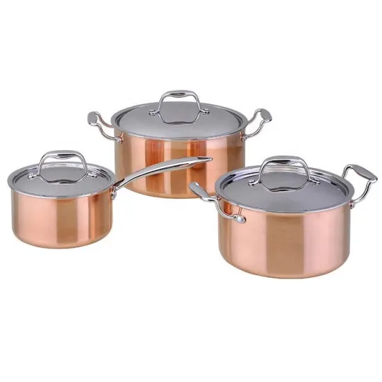 OEM 3ply Copper Cookware Set for Home Kitchen Cooking