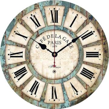 14 Inch Silent Round Wooden Wall Clock