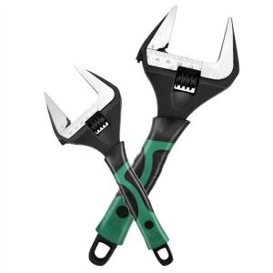 Short handle large opening sanitary adjustable wrench