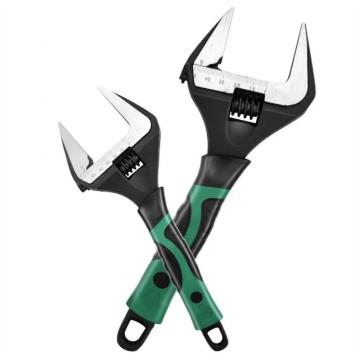 Short handle large opening sanitary adjustable wrench