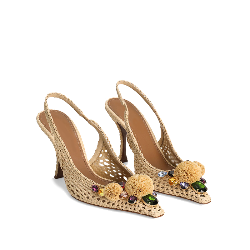Bohemian-style thin high-heeled sandals