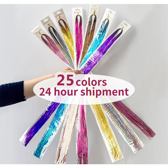Wholesale Rainbow Accessories: Sparkle Tinsel, Gold Glitter, Braiding Hair, Crochet Silk Hair Extensions
