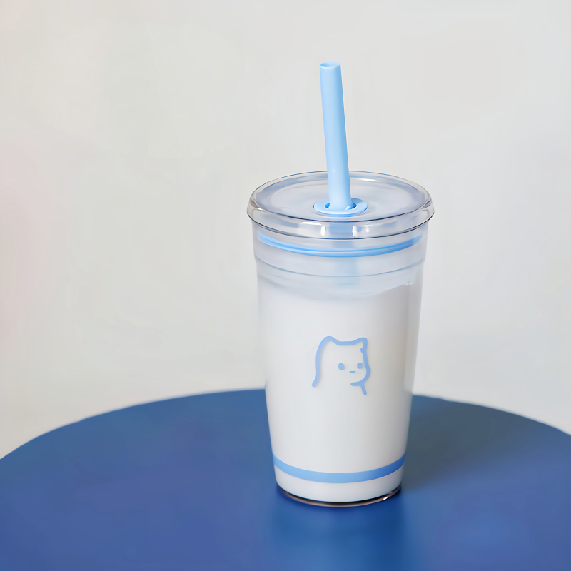 Colorful Transparent Plastic Tumbler with Straw