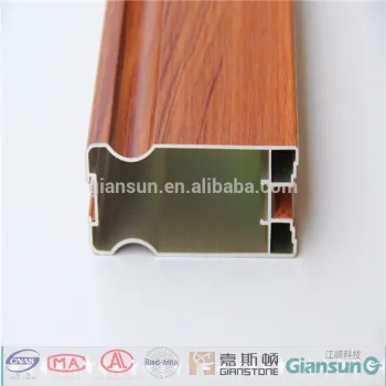 Aluminum alloy door materail/ aluminium profile with wood pattern use for sliding door
