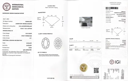 Oval Blue Lab Diamond 3.03ct VS1 Ring