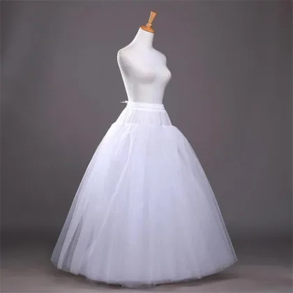 A-Line White Tulle Petticoat Puffy Wedding Prom Dress with Adjustable Waist Crinoline Skirt