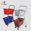 China High quality 2 Basket Supermarket Shopping Trolley Factory