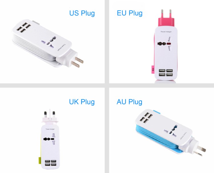 Multiple Universal Travel Charger 4 USB Ports