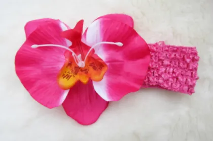 Phalaenopsis Elastic Baby Headband, Children Flower Crochet Hair Band, Baby Hair Accessories