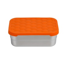 Caja de bento de acero inoxidable de tapa de silicona rectangular