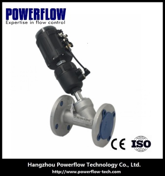 pneumatic angle seat regulating valve with intelligent positioner