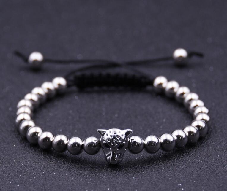 Lion Head Hematite 6MM cuentas redondas pulsera para hombres