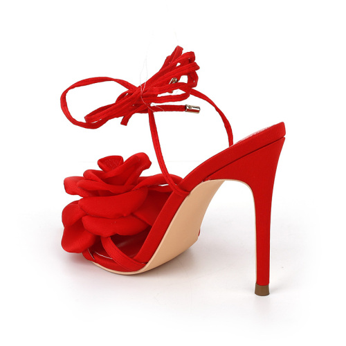 Elegant Floral Lace-Up Stiletto Heels