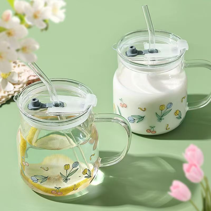 Spring - themed Tulip Refreshing Straw Cup