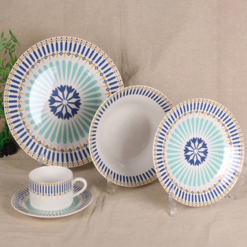 Custom Glazed Ceramic Dinnerware Set - 20pcs Round Plates and Cups